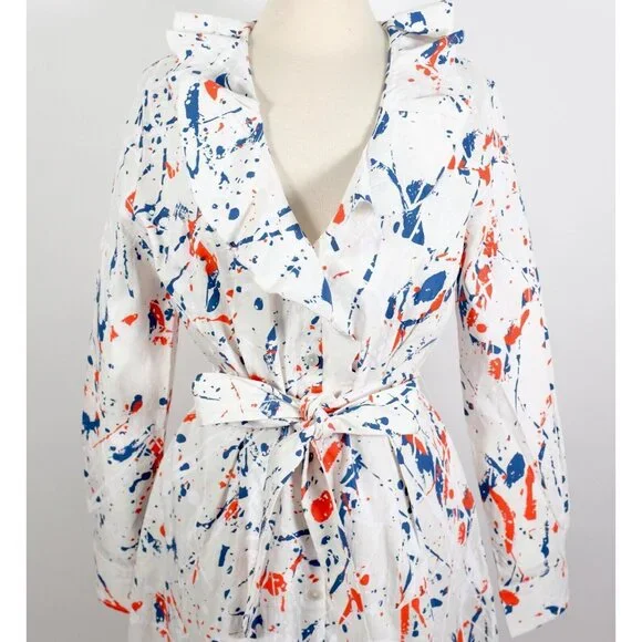 New Ralph Lauren Collection Anakin dress 10 stretch linen paint splatter $2790 - Picture 5 of 13